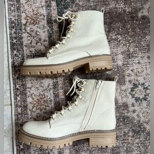 Beige Combat Boots